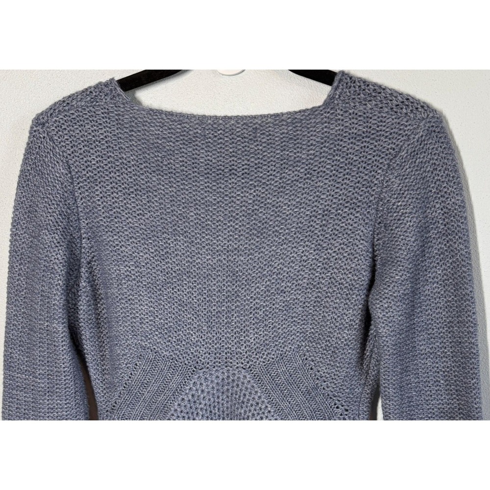 Hekla & Co Women Blue Wool Blend 1 Button Cardigan Sweater Medium Crochet - Picture 5 of 9